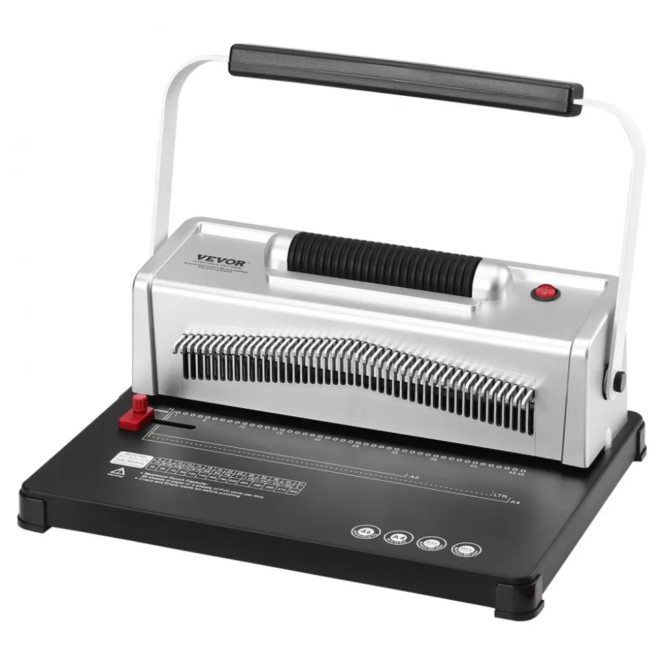 VEVOR Coil Spiral Binding Machine, Manual Book Maker with Electric Binding, 46-Holes Binding 500 Sheets Punch Binder, with 100pcs 5/16'' Coil Binding Spines, for Letter Size, A4, A5