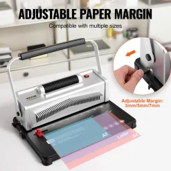 VEVOR Coil Spiral Binding Machine, Manual Book Maker with Electric Binding, 46-Holes Binding 500 Sheets Punch Binder, with 100pcs 5/16'' Coil Binding Spines, for Letter Size, A4, A5