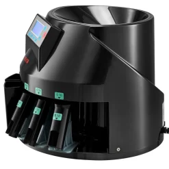 VEVOR Coin Counter Machine, 5 Denominations, Accurate Coin Sorter Machine, Sorts Up to 225 Coins Per Minute, USD Change Counter with LCD Display, Smooth Operation, Batch Feature, Holds 1500 Coins