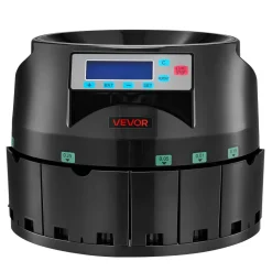 VEVOR Coin Counter Machine, 5 Denominations, Accurate Coin Sorter Machine, Sorts Up to 225 Coins Per Minute, USD Change Counter with LCD Display, Smooth Operation, Batch Feature, Holds 1500 Coins