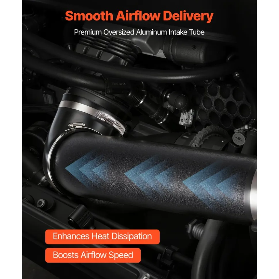 VEVOR Cold Air Intake, 3.9 Inch Cold Air Intake System + Heat Shield Compatible with 1999-2006 Chevy Silverado/GMC Sierra 1500 V8 4.8L/5.3L, High Flow Filter Kit Improve Horsepower, Throttle Response