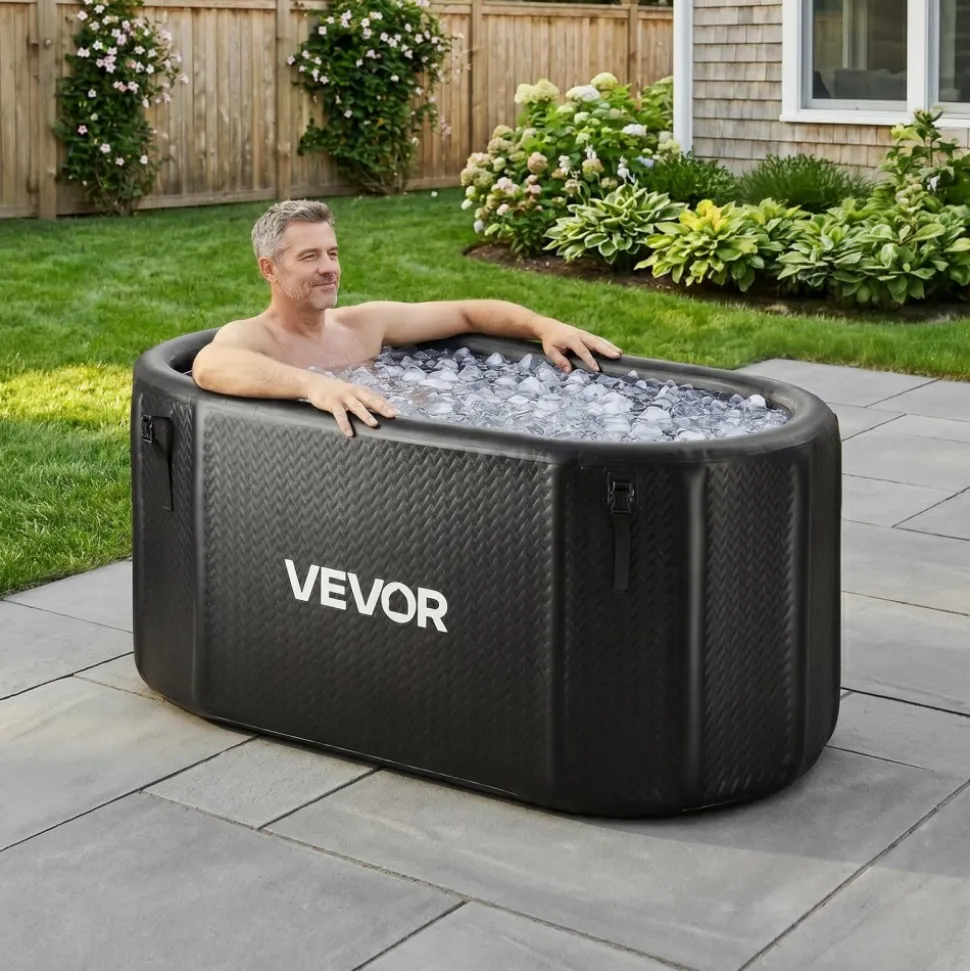 VEVOR Cold Plunge Tub, 216 Gallon, Inflatable Ice Bath Tub Compatible with Water Chillers, Portable Cold Water Bathtub with Insulated Lid, for Athletes Recovery, 59.1" x 31.5" x 29.9" (No Chiller)