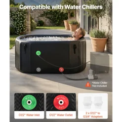 VEVOR Cold Plunge Tub, 216 Gallon, Inflatable Ice Bath Tub Compatible with Water Chillers, Portable Cold Water Bathtub with Insulated Lid, for Athletes Recovery, 59.1