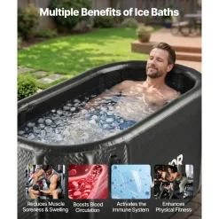 VEVOR Cold Plunge Tub, 216 Gallon, Inflatable Ice Bath Tub Compatible with Water Chillers, Portable Cold Water Bathtub with Insulated Lid, for Athletes Recovery, 59.1