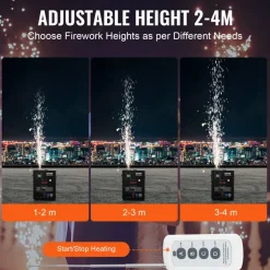 VEVOR Cold Spark Machine, 4 Pack 500W Output Fireworks Controllers, 6.6-13ft Adjustable Height, with Advanced DMX System,LED Screen,Portable Handle, Aluminum Alloy for Stage DJ Wedding Event,Party