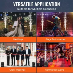 VEVOR Cold Spark Machine, 2 Pack 700W Output Fireworks Controllers, 6.6-16.4ft Adjustable Height, with Advanced DMX System,LED Screen,Portable Handle, Aluminum Alloy for Stage DJ Wedding Event,Party
