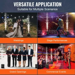 VEVOR Cold Spark Machine, 2 Pack 500W Output Fireworks Controllers, 6.6-13ft Adjustable Height, with Advanced DMX System,LED Screen,Portable Handle, Aluminum Alloy for Stage DJ Wedding Event,Party