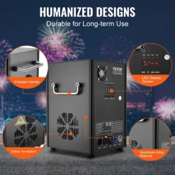 VEVOR Cold Spark Machine, 700W Output Fireworks Controller, 6.6-16.4ft Adjustable Height, with Advanced DMX System,LED Screen,Portable Handle,HeavyDuty Aluminum Alloy for Stage DJ Wedding Event,Party