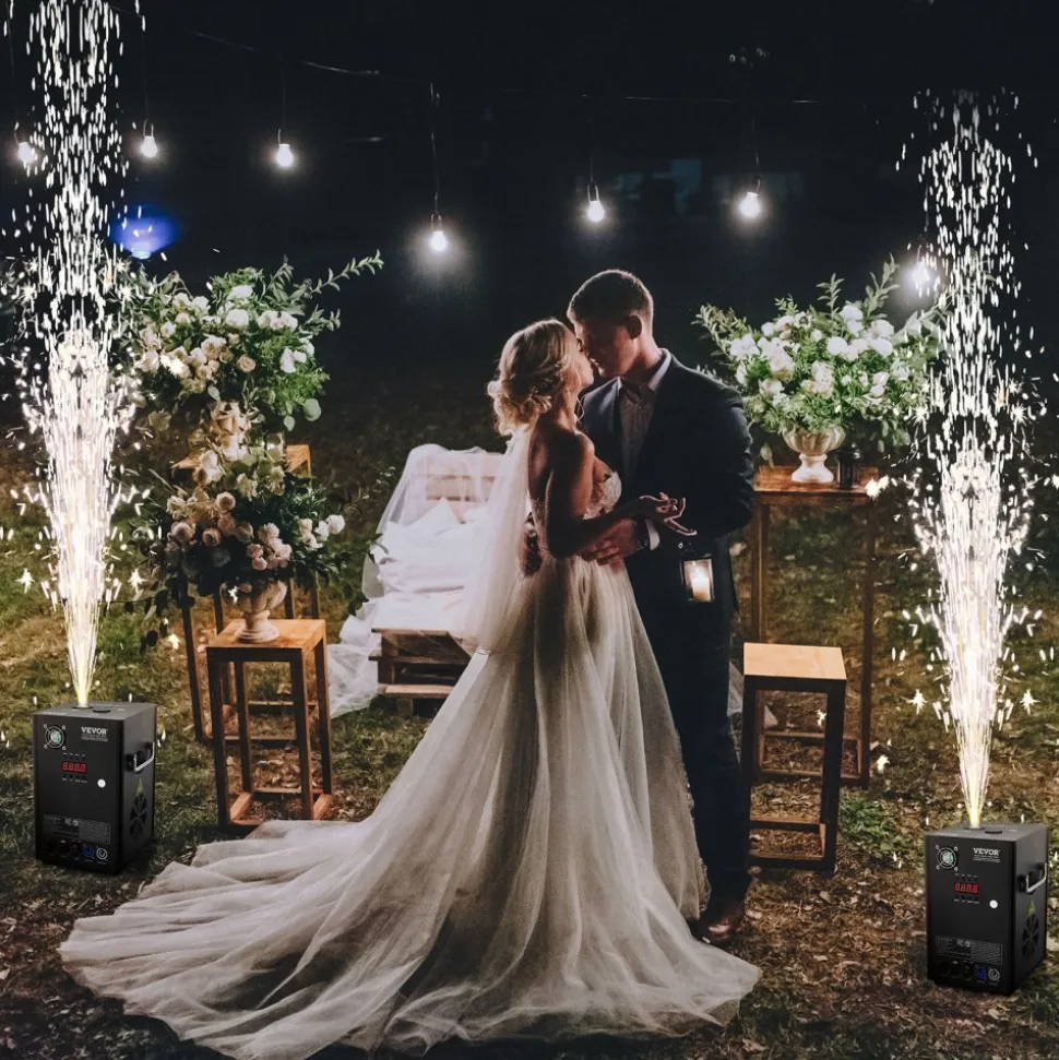 VEVOR Cold Spark Machine, 700W Output Fireworks Controller, 6.6-16.4ft Adjustable Height, with Advanced DMX System,LED Screen,Portable Handle,HeavyDuty Aluminum Alloy for Stage DJ Wedding Event,Party