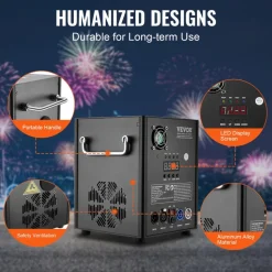 VEVOR Cold Spark Machine, 500W Output Fireworks Controller, 6.6-13ft Adjustable Height, with Advanced DMX System,LED Screen,Portable Handle, HeavyDuty Aluminum Alloy for Stage DJ Wedding Event,Party
