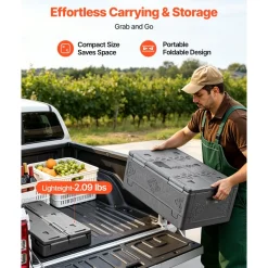 VEVOR Collapsible Insulated Food Warmer, 40 Qt Non-Electrical Thermal Carrier, Lightweight and High-rigidity EPP Hot Box, for Delivery, Transport, Catering BBQ Event, Keeps Warm/Cold 4 Hours (Gray)