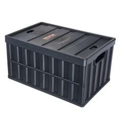 VEVOR Collapsible Storage Bins with Lids, 65L 3 Packs, Folding Plastic Stackable Utility Crates with Handles, Large Heavy Duty Containers for Clothes, Toys, Books, Snack, Shoes, and Grocery Organizing