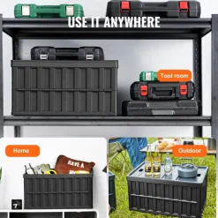 VEVOR Collapsible Storage Bins with Lids, 65L 3 Packs, Folding Plastic Stackable Utility Crates with Handles, Large Heavy Duty Containers for Clothes, Toys, Books, Snack, Shoes, and Grocery Organizing