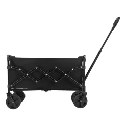 VEVOR Collapsible Wagon Carts, 120L & 225LBS Folding Wagons with All-Terrain Wheels, Heavy Duty Outdoor Utility Cart with Adjustable Handle, Portable Camping Cart for Beach Grocery Garden Black