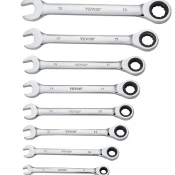 VEVOR Combination Wrench Set, 30-Piece Ratcheting Wrench Set with Organizer Rack, Cr-V Steel Wrench Set SAE 1/4" to 1", Metric 8 mm to 24 mm, Ideal for General Household, Garage, Workshop, Emergency