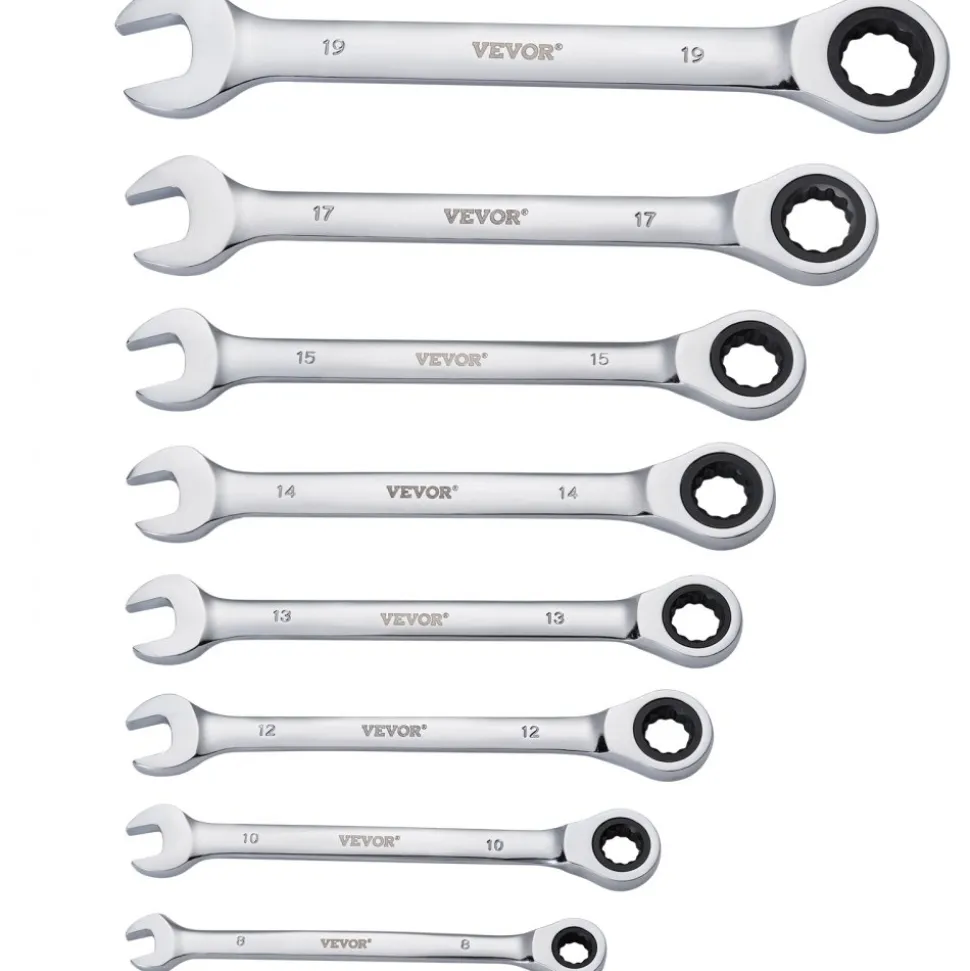 VEVOR Combination Wrench Set, 30-Piece Ratcheting Wrench Set with Organizer Rack, Cr-V Steel Wrench Set SAE 1/4" to 1", Metric 8 mm to 24 mm, Ideal for General Household, Garage, Workshop, Emergency