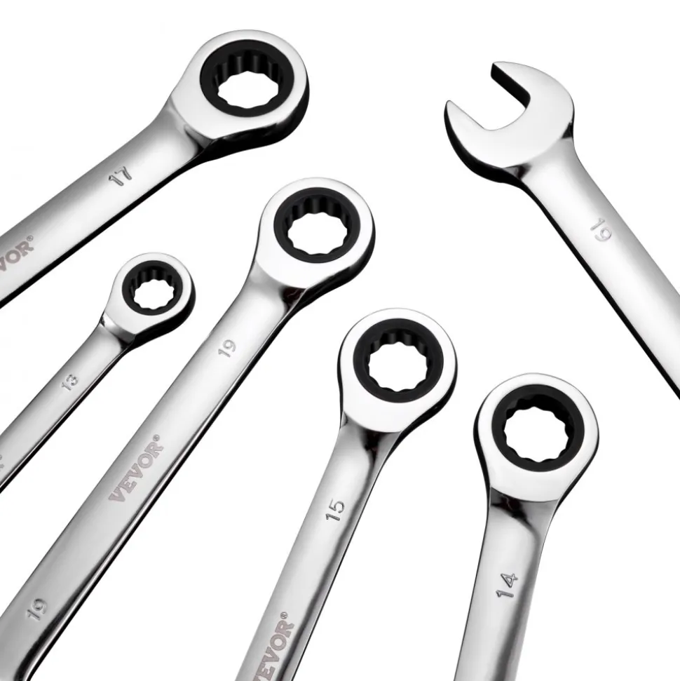 VEVOR Combination Wrench Set, 30-Piece Ratcheting Wrench Set with Organizer Rack, Cr-V Steel Wrench Set SAE 1/4" to 1", Metric 8 mm to 24 mm, Ideal for General Household, Garage, Workshop, Emergency