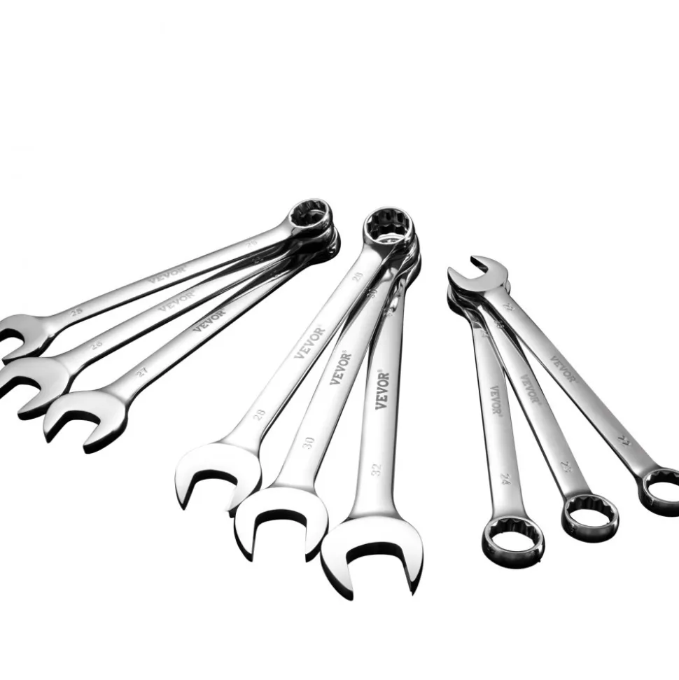 VEVOR Combination Wrench Set, 25-Piece Open End Wrench Set with Roll-up Pouch, Carbon Steel Wrench Set Metric 6 mm to 32 mm, Ideal for General Household, Garage, Workshop, Auto Repairs, Emergency