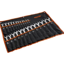 VEVOR Combination Wrench Set, 25-Piece Open End Wrench Set with Roll-up Pouch, Carbon Steel Wrench Set Metric 6 mm to 32 mm, Ideal for General Household, Garage, Workshop, Auto Repairs, Emergency