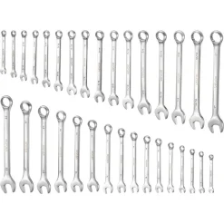 VEVOR Combination Wrench Set, 32-Piece SAE and Metric, 12-Point Box End and 15° Angled Open End Combination Wrenches with Roll Up Pouch, Carbon Steel, for General Household and Automotive Repairs