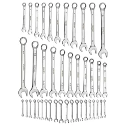 VEVOR Combination Wrench Set, 42-Piece SAE and Metric, 12-Point Box End and 15° Angled Open End Combination Wrenches with Roll Up Pouch, Carbon Steel, for General Household and Automotive Repairs