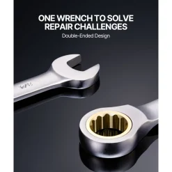 VEVOR Combination Wrench Set, 24-Piece Ratcheting Wrench Set with Organizer Rack, Cr-V Steel Wrench Set SAE 1/4