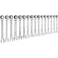VEVOR Combination Wrench Set, 16-Piece SAE Sizes, 72 Teeth, Cr-V Steel Ratcheting Wrench Set, with Roll Up Pouch, Open End, Clear Size Labels, for General Household and Automotive Repairs, Silver