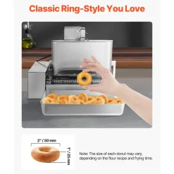 VEVOR Commercial Automatic Donuts Machine, 6 Rows Donuts Making Equipment, 360 pcs/hour Electric High Power Doughnut Maker, Stainless Steel Frying Auto Fryer, with Intelligent Control