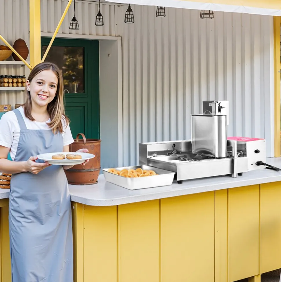 VEVOR Commercial Automatic Donuts Machine, 4 Rows Donuts Making Equipment, 240 pcs/hour Electric High Power Doughnut Maker, Stainless Steel Frying Auto Fryer, with Intelligent Control