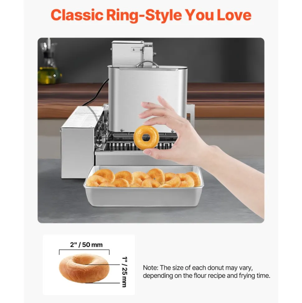 VEVOR Commercial Automatic Donuts Machine, 4 Rows Donuts Making Equipment, 240 pcs/hour Electric High Power Doughnut Maker, Stainless Steel Frying Auto Fryer, with Intelligent Control