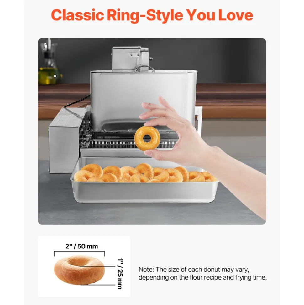 VEVOR Commercial Automatic Donuts Machine, 6 Rows Donuts Making Equipment, 360 pcs/hour Electric High Power Doughnut Maker, Stainless Steel Frying Auto Fryer, with Intelligent Control