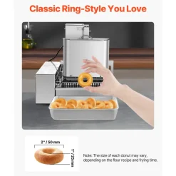 VEVOR Commercial Automatic Donuts Machine, 4 Rows Donuts Making Equipment, 240 pcs/hour Electric High Power Doughnut Maker, Stainless Steel Frying Auto Fryer, with Intelligent Control
