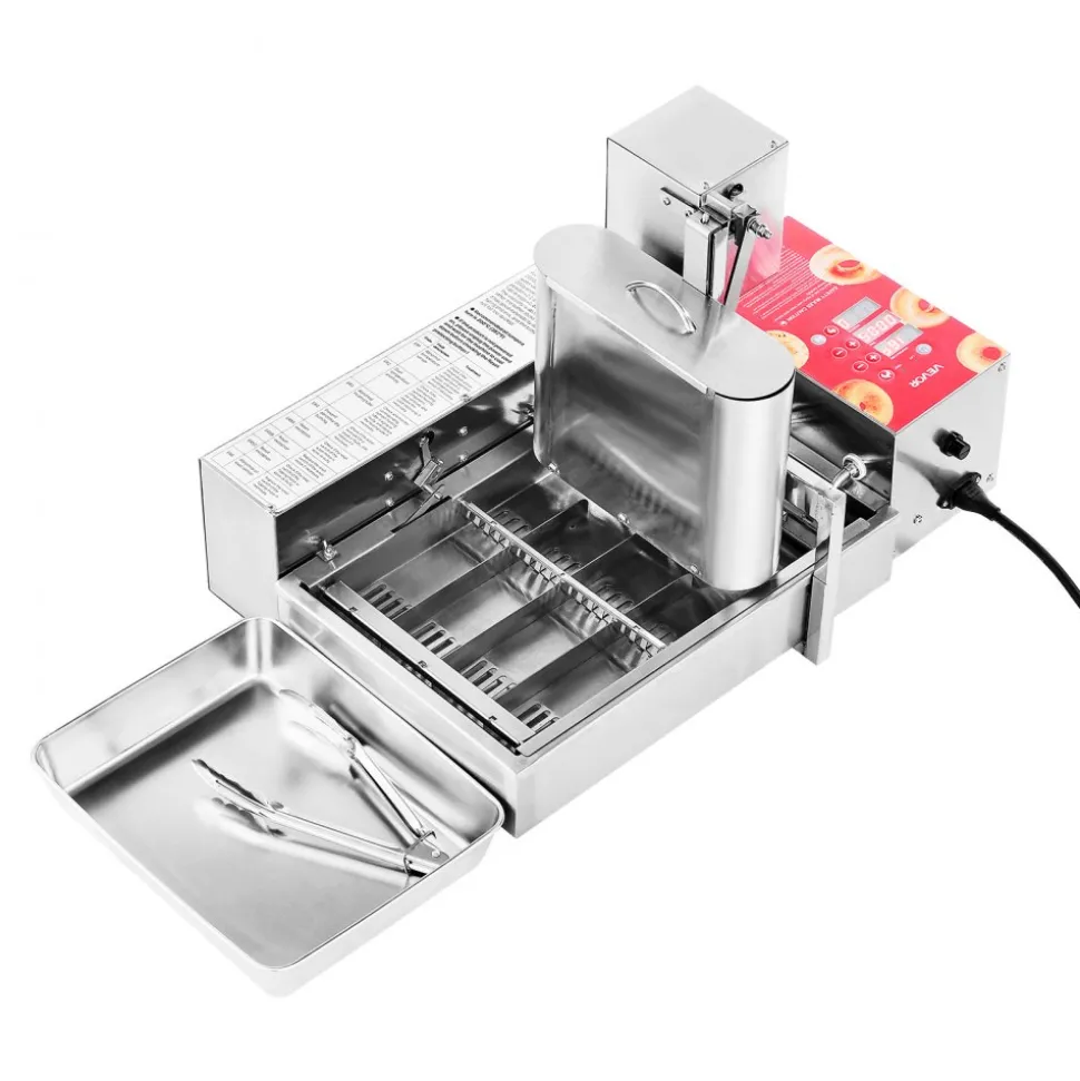 VEVOR Commercial Automatic Donuts Machine, 4 Rows Donuts Making Equipment, 240 pcs/hour Electric High Power Doughnut Maker, Stainless Steel Frying Auto Fryer, with Intelligent Control