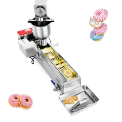 VEVOR Commercial Automatic Donuts Machine, Single Row Donuts Making Equipment, 90 pcs/hour Electric High Power Doughnut Maker, Stainless Steel Frying Auto Fryer, with 3 Size Molds, Auto Counting