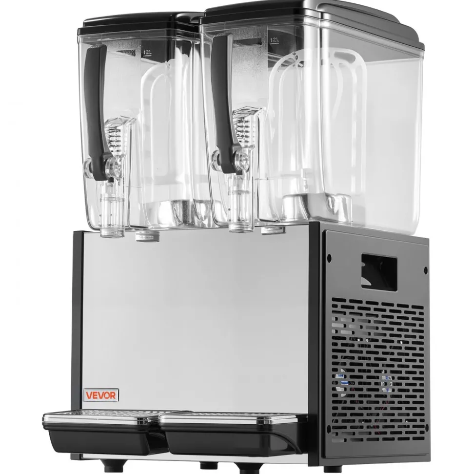 VEVOR Commercial Beverage Dispenser, 3 Tanks 10 L / 10.6 QT Per Tank Juice Dispenser, 440W Stainless Steel Ice Tea Drink Machine with 45°F-54°F Cooling Temperature, for Cold Drink Restaurant Bar Party
