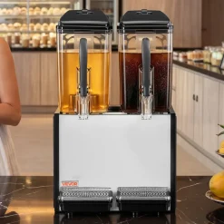 VEVOR Commercial Beverage Dispenser, 3 Tanks 10 L / 10.6 QT Per Tank Juice Dispenser, 440W Stainless Steel Ice Tea Drink Machine with 45°F-54°F Cooling Temperature, for Cold Drink Restaurant Bar Party