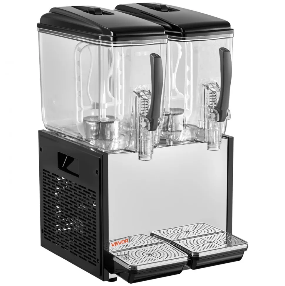 VEVOR Commercial Beverage Dispenser, 3 Tanks 10 L / 10.6 QT Per Tank Juice Dispenser, 440W Stainless Steel Ice Tea Drink Machine with 45°F-54°F Cooling Temperature, for Cold Drink Restaurant Bar Party