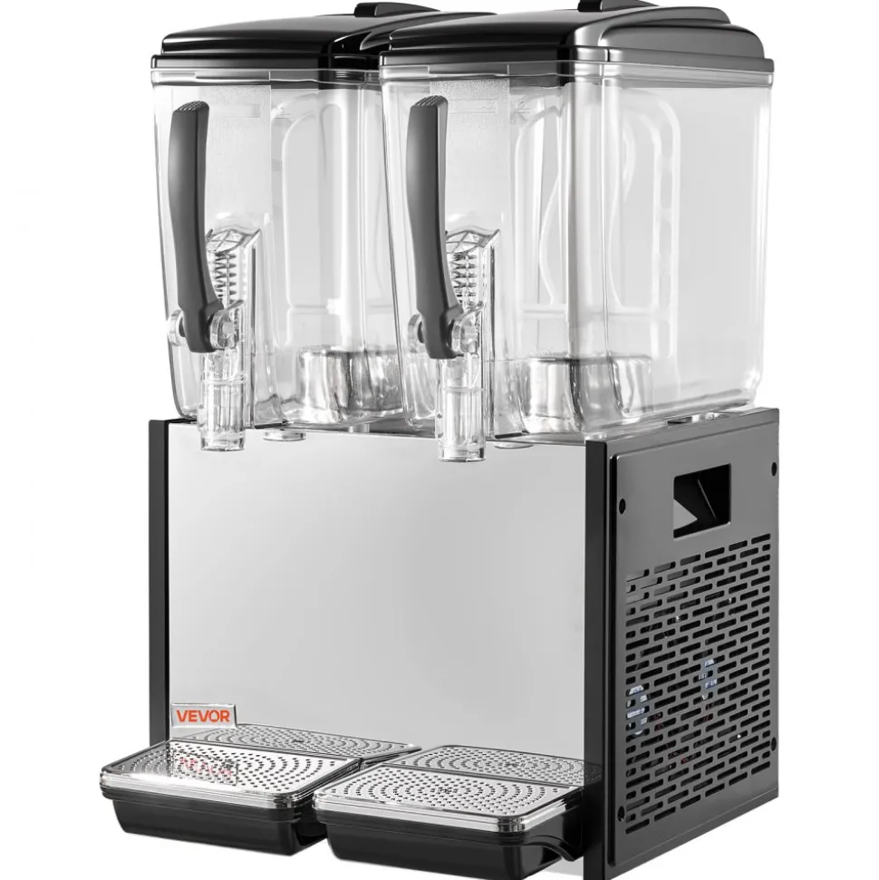 VEVOR Commercial Beverage Dispenser, 3 Tanks 10 L / 10.6 QT Per Tank Juice Dispenser, 440W Stainless Steel Ice Tea Drink Machine with 45°F-54°F Cooling Temperature, for Cold Drink Restaurant Bar Party