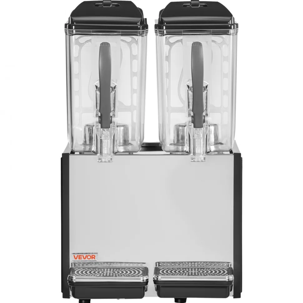 VEVOR Commercial Beverage Dispenser, 3 Tanks 10 L / 10.6 QT Per Tank Juice Dispenser, 440W Stainless Steel Ice Tea Drink Machine with 45°F-54°F Cooling Temperature, for Cold Drink Restaurant Bar Party