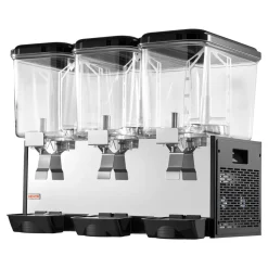 VEVOR Commercial Beverage Dispenser 3 Tanks 18 L / 19 QT Per Tank, Stainless Steel Juice Dispenser, Ice Tea Drink Machine with 45℉ to 54℉ Cooling Temperature, for Cold Drink Restaurant Bar Party