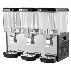 VEVOR Commercial Beverage Dispenser 3 Tanks 18 L / 19 QT Per Tank, Stainless Steel Juice Dispenser, Ice Tea Drink Machine with 45℉ to 54℉ Cooling Temperature, for Cold Drink Restaurant Bar Party