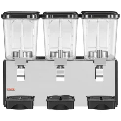 VEVOR Commercial Beverage Dispenser 3 Tanks 18 L / 19 QT Per Tank, Stainless Steel Juice Dispenser, Ice Tea Drink Machine with 45℉ to 54℉ Cooling Temperature, for Cold Drink Restaurant Bar Party