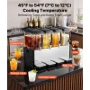VEVOR Commercial Beverage Dispenser 4 Tanks 12 L / 12.7 QT Per Tank, Stainless Steel Juice Dispenser, Ice Tea Drink Machine with 45℉ to 54℉ Cooling Temperature, for Cold Drink Restaurant Bar Party