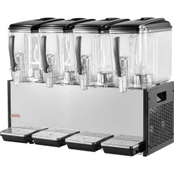 VEVOR Commercial Beverage Dispenser 4 Tanks 12 L / 12.7 QT Per Tank, Stainless Steel Juice Dispenser, Ice Tea Drink Machine with 45℉ to 54℉ Cooling Temperature, for Cold Drink Restaurant Bar Party
