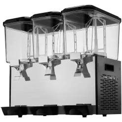 VEVOR Commercial Beverage Dispenser, 3 Tanks 18 L / 19 QT Per Tank Juice Dispenser, 512W Stainless Steel Ice Tea Drink Machine with 45°F-54°F Cooling Temperature, for Cold Drink Restaurant Bar Party