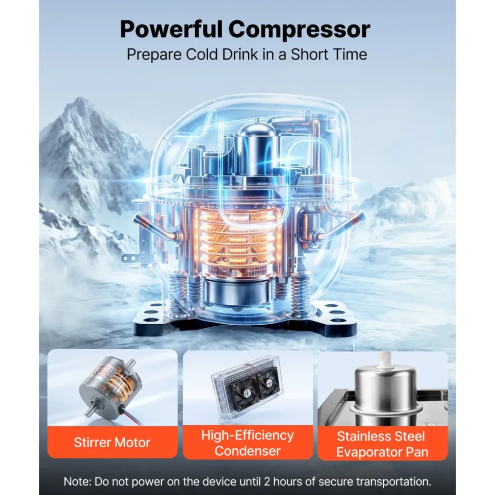 VEVOR Commercial Beverage Dispenser 2 Tanks 18 L / 19 QT Per Tank, Stainless Steel Juice Dispenser, Ice Tea Drink Machine with 45℉ to 54℉ Cooling Temperature, for Cold Drink Restaurant Bar Party