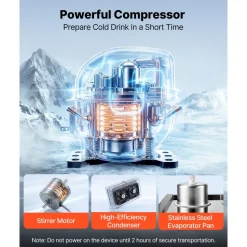 VEVOR Commercial Beverage Dispenser 2 Tanks 10 L / 10.6 QT Per Tank, Stainless Steel Juice Dispenser, Ice Tea Drink Machine with 45℉ to 54℉ Cooling Temperature, for Cold Drink Restaurant Bar Party