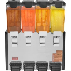 VEVOR Commercial Beverage Dispenser 3 Tanks 10 L / 10.6 QT Per Tank, Stainless Steel Juice Dispenser, Ice Tea Drink Machine with 45℉ to 54℉ Cooling Temperature, for Cold Drink Restaurant Bar Party