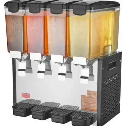 VEVOR Commercial Beverage Dispenser 3 Tanks 10 L / 10.6 QT Per Tank, Stainless Steel Juice Dispenser, Ice Tea Drink Machine with 45℉ to 54℉ Cooling Temperature, for Cold Drink Restaurant Bar Party