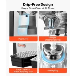 VEVOR Commercial Beverage Dispenser 4 Tanks 10 L / 10.6 QT Per Tank, Stainless Steel Juice Dispenser, Ice Tea Drink Machine with 45℉ to 54℉ Cooling Temperature, for Cold Drink Restaurant Bar Party